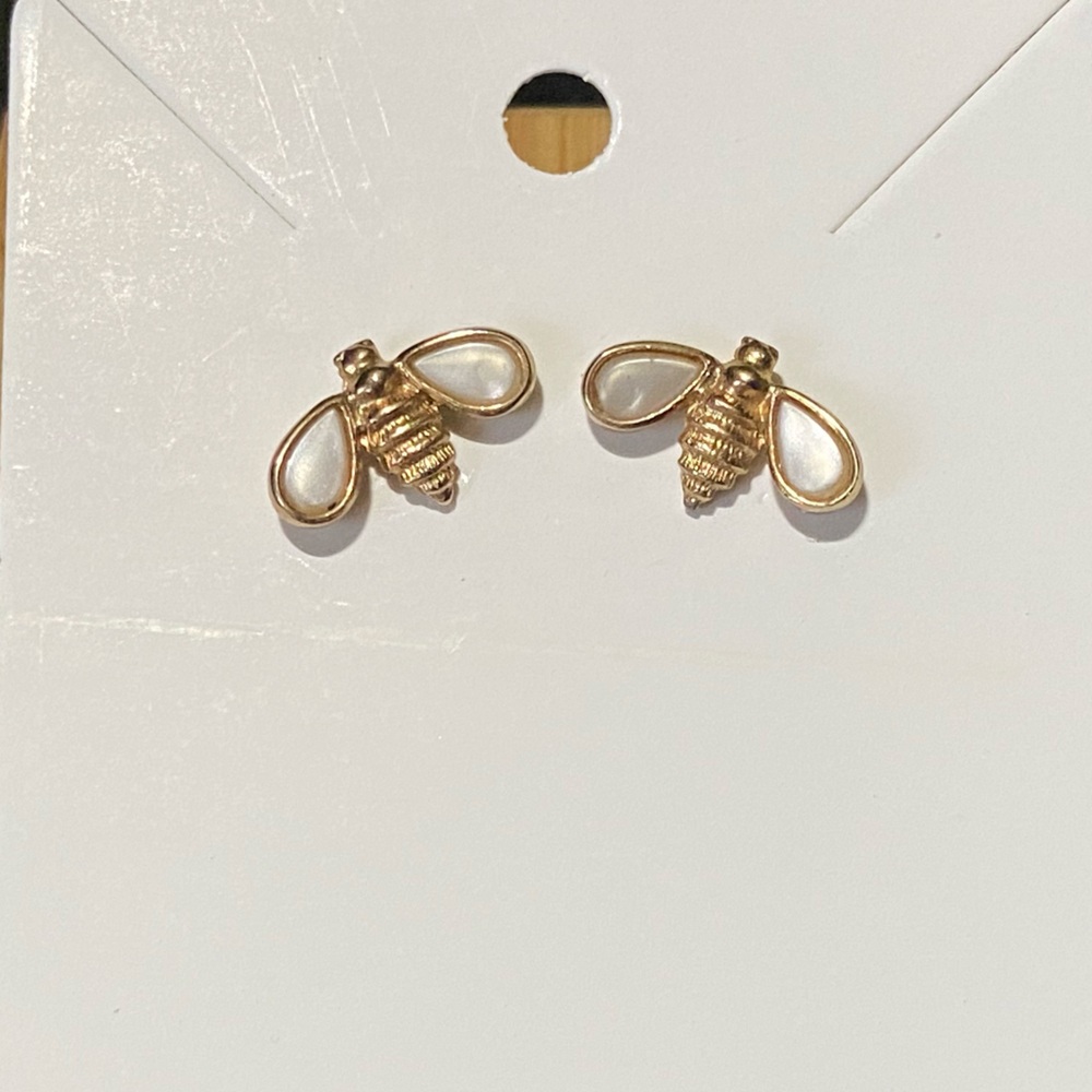 Vintage Gold Plated Bee Stud Earrings